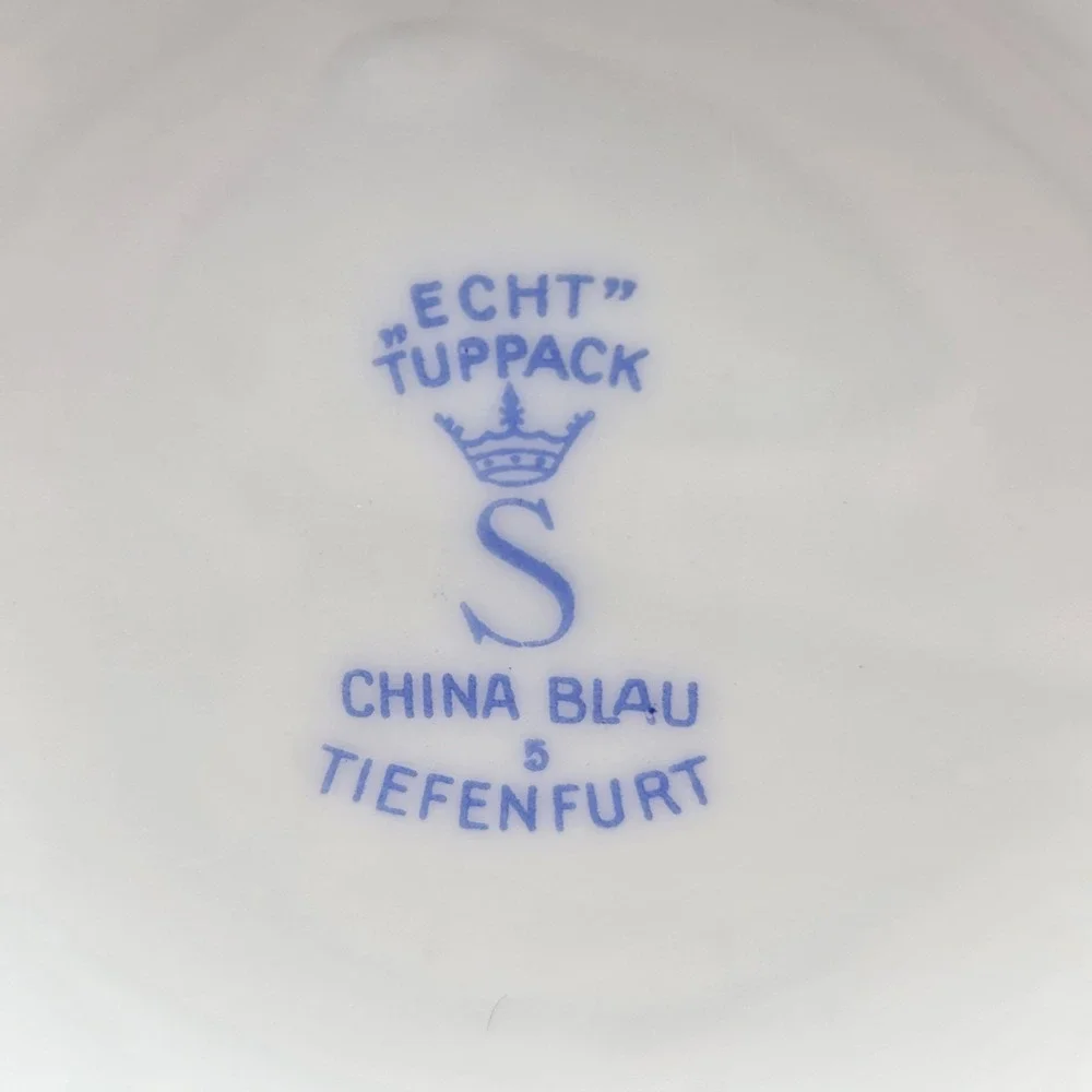 Vintage Tuppack China Blau Tiefenfurt Asian Pattern Blue & White Tea Pot Germany
